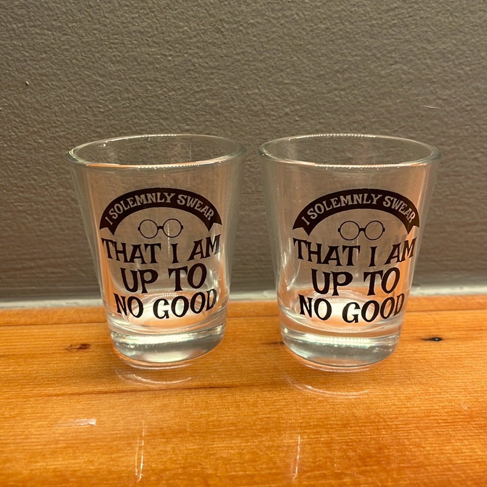 "I solemnly swear that I am up to no good" Harry Potter-themed Shot Glasses